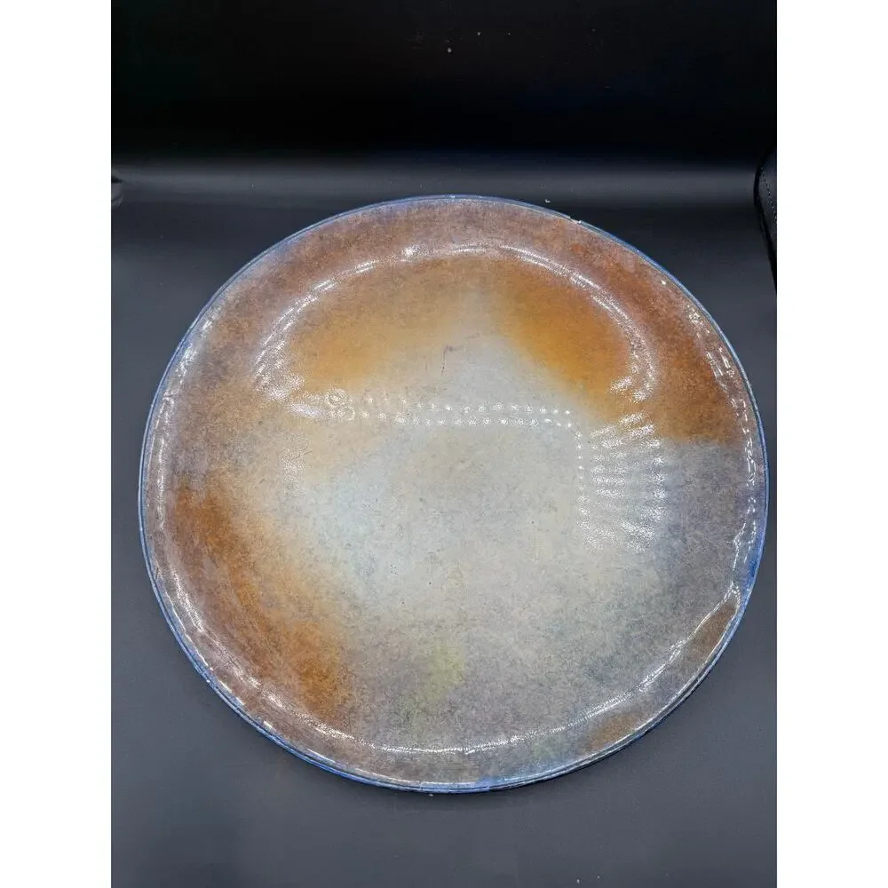 Large Peach Glaze Decorative Dish Wall Hanging – 17” Diameter